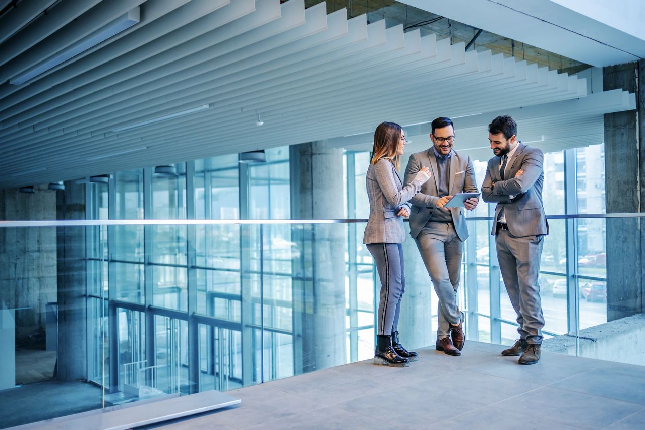 Business team discussing in modern office